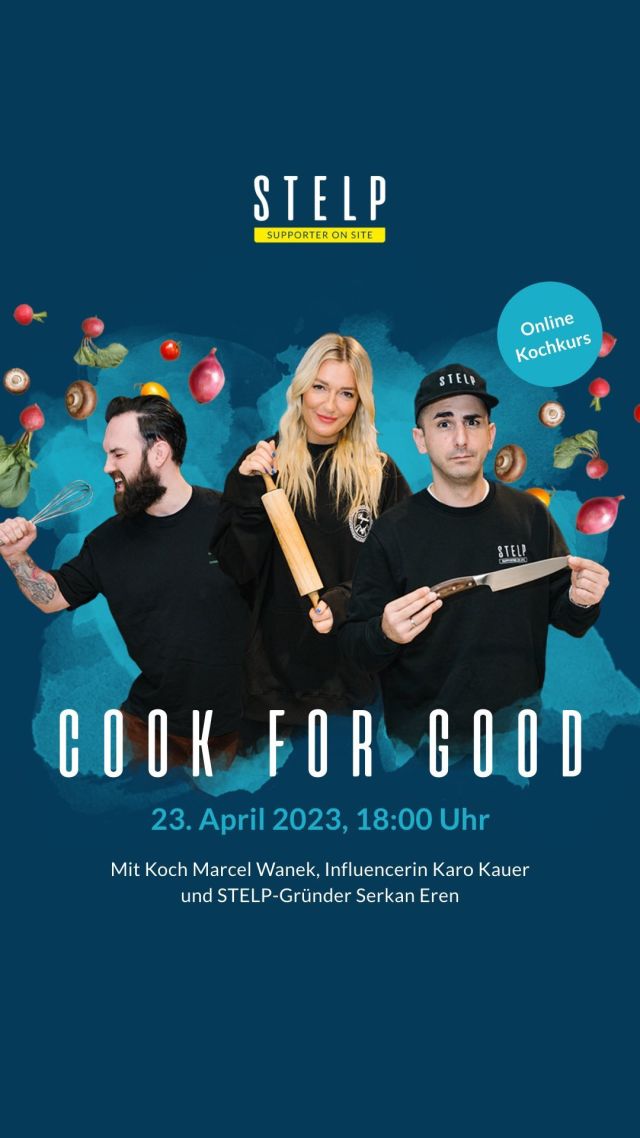 COOK FOR GOOD ⁠
mit @karokauer, Marcel Wanek von @banhmiandbubbles & @serkan.eren .⁠
Wenn sich eine Influencerin, ein Gastronom und ein kulinarisch ahnungsloser Aktivist am Herd treffen, dann kann das also nur eines bedeuten: Wir kochen gemeinsam mit euch für den guten Zweck!⁠
⁠
👨‍🍳WAS? COOK FOR GOOD mit @karokauer, Marcel Wanek und @serkan.eren⁠
🕕 WANN? Sonntag, 23. April 2023, 18:00 Uhr⁠
💻WO? Online⁠
🎫TICKETS: www.stelp.eu/events⁠
⁠
Ihr könnt euch den Koch und Gastronom Marcel Wanek (@holytaste_events und @banhmiandbubbles ) und seine Schnibbel-Hilfen Serkan Eren, Gründer und 1. Vorstand von STELP, und Karo Kauer, Influencerin und Unternehmerin, direkt in eure Küchen holen und gemeinsam in unserem etwas anderen Online-Kochkurs die hohe Kunst der veganen Küche lernen. ✨⁠
⁠
 the tipsy chef „asian fusion style”⁠
⁠
 Karotten - Paprika Sticks mit Wasabi Dip (Amuse-Bouche) ⁠
 ****⁠
 Baby Blattspinat Salat mit Mango-Sesam (to share)⁠
 ****⁠
Homemade Sweet Potato Fries mit Sweet-Chili-Mayo (to share) ⁠
 ****⁠
 Cous Cous „Asian Style” (to share)⁠
 ****⁠
 Udon Nudel Bowl with crunchy  Tofu „Warm- ⁠Fusion”(Hauptspeise) ⁠
 ****⁠
 Frittierte Banane im Pankomantel mit Himbeeren (Dessert)⁠
⁠
⁠
#asianrestaurantstuttgart
#veganesrestaurantstuttgart #marcelwanek⁠
#events #karokauer #charity #stelp #supporteronsite ⁠